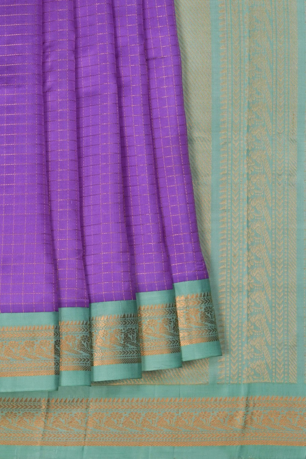 Image of Kuppadam Silk Cotton Purple Saree