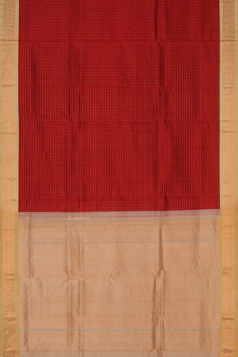 Image of Kuppadam Silk Cotton Red Saree