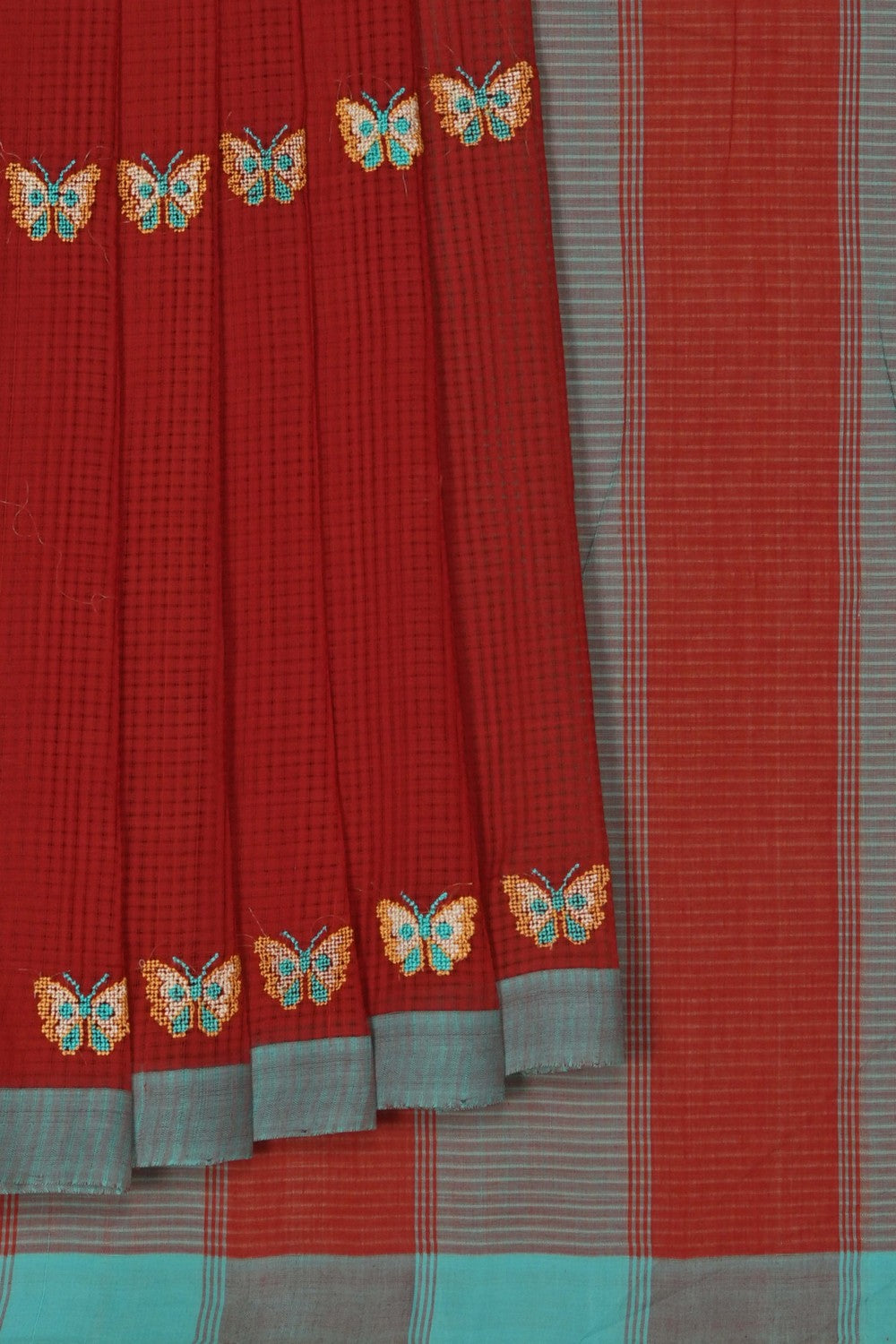 Image of Kutch Work Mangalgiri Cotton Saree