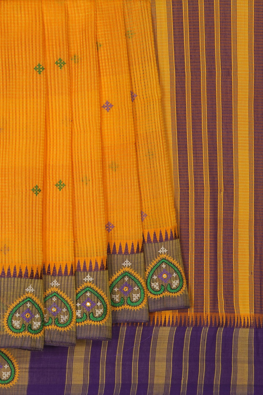 Image of Kutch Work Mangalgiri Cotton Saree