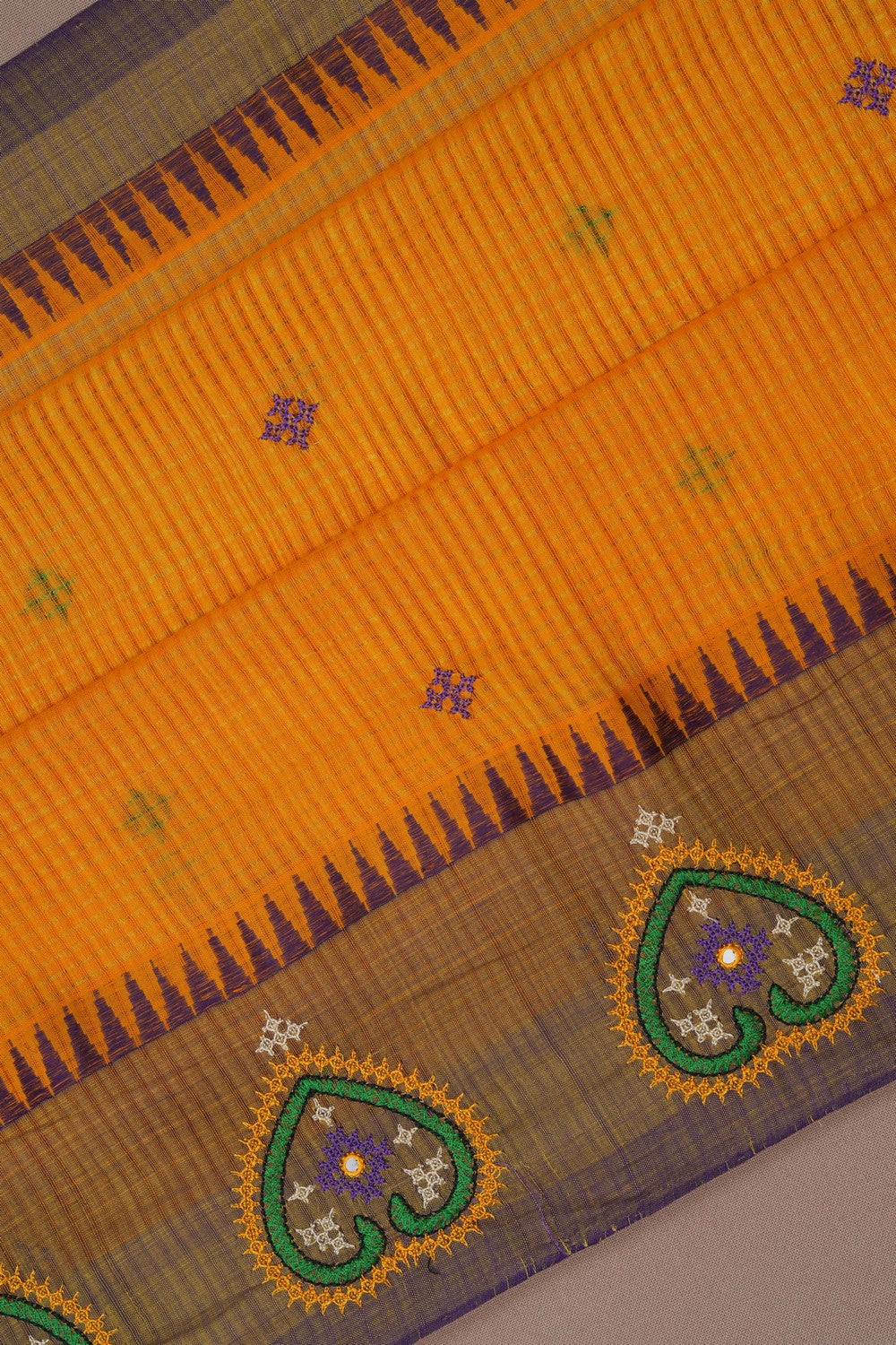 Image of Kutch Work Mangalgiri Cotton Saree