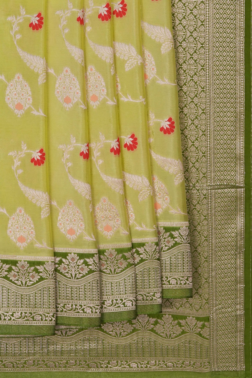 Image of Banarasi Crepe Silk Green Saree