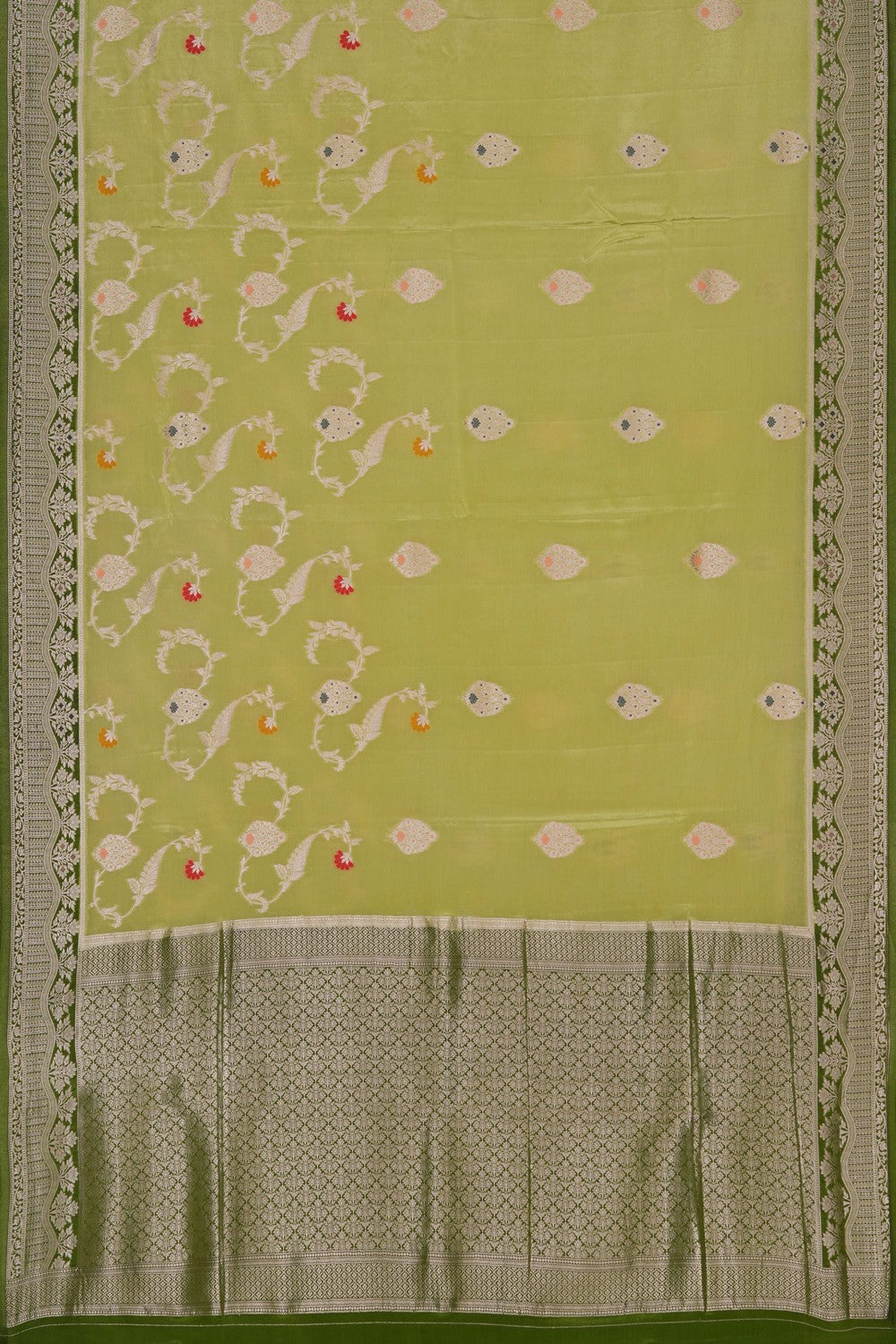 Image of Banarasi Crepe Silk Green Saree