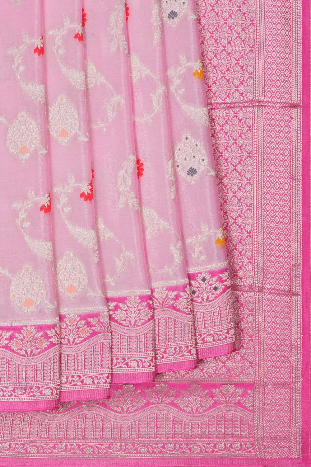 Image of Banarasi Crepe Silk Pink Saree