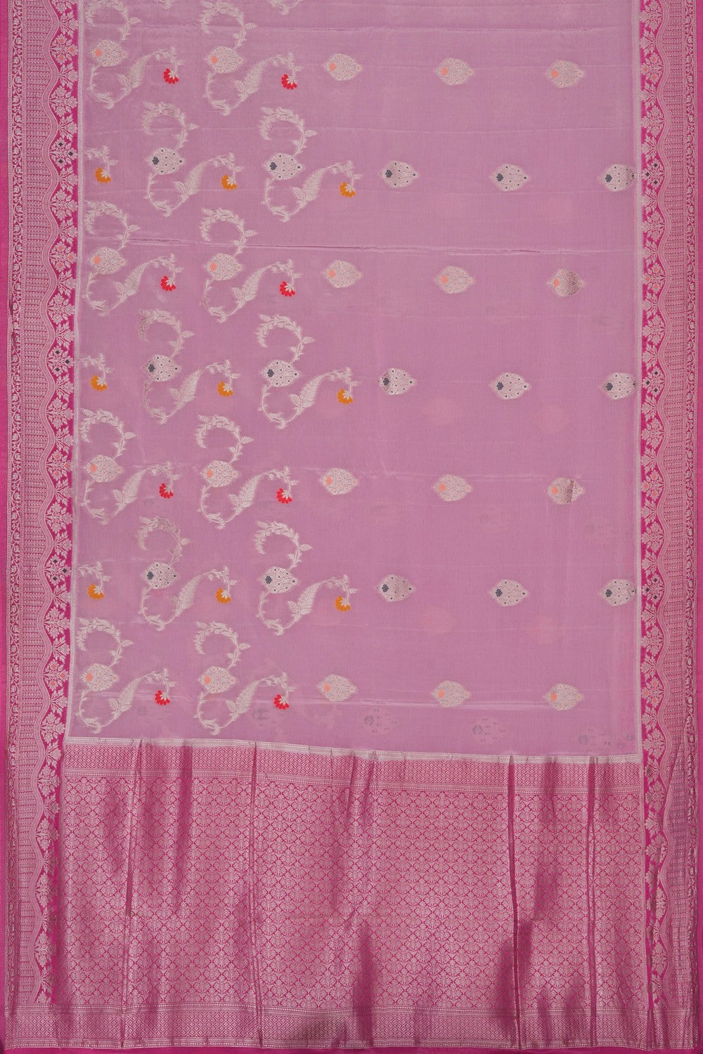 Image of Banarasi Crepe Silk Pink Saree