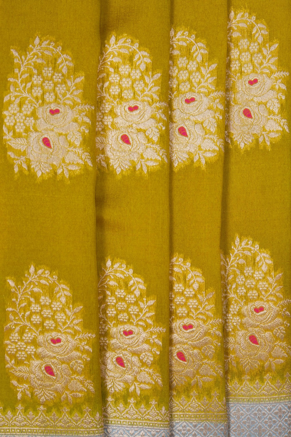 Image of Banarasi Dupion Silk Spring-Green Saree