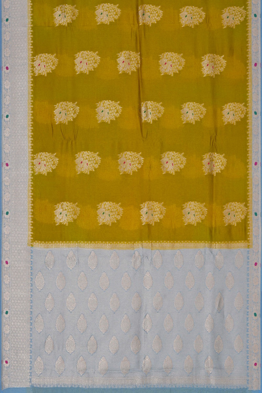 Image of Banarasi Dupion Silk Spring-Green Saree