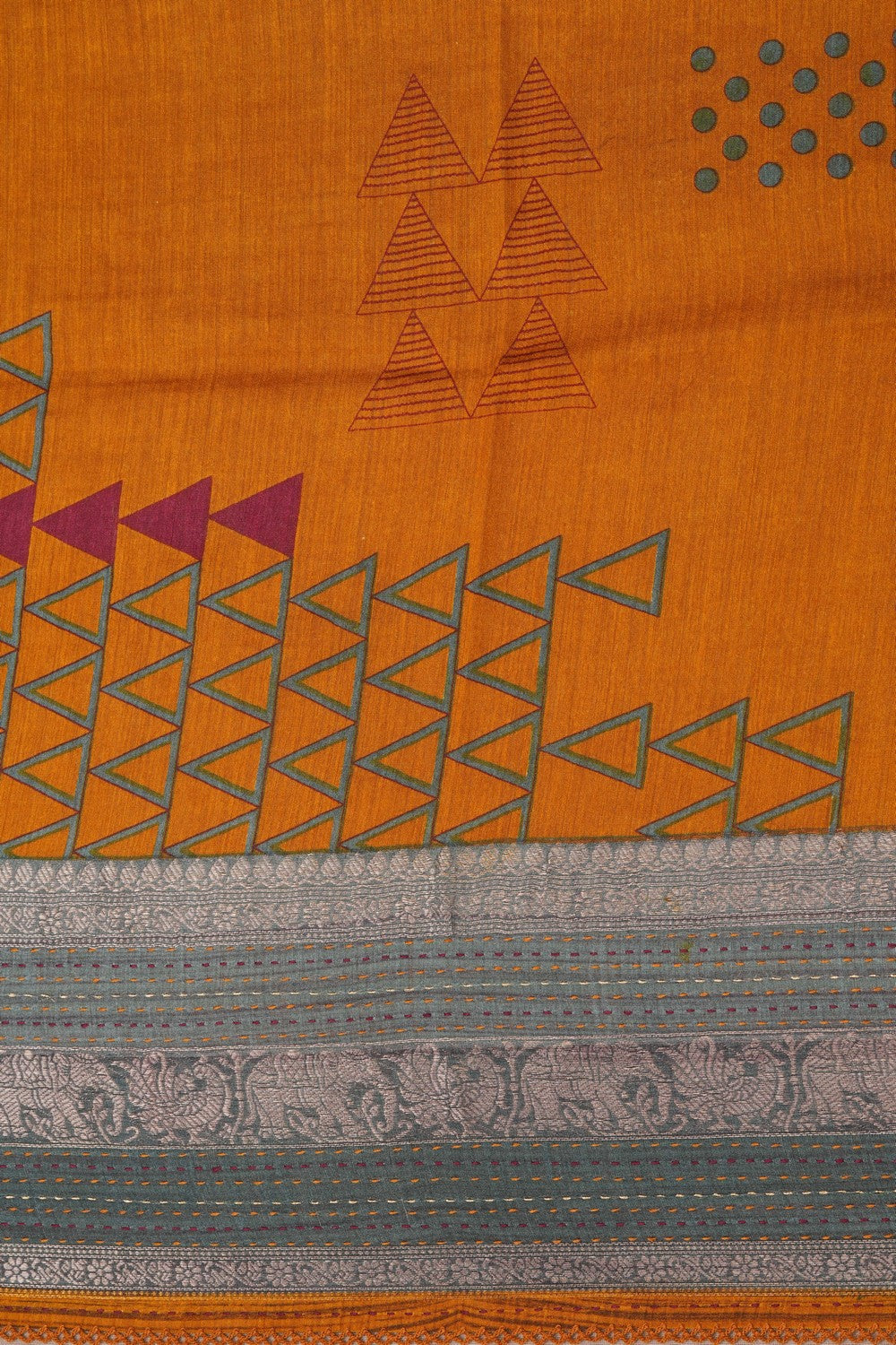 Image of Desi Tussar Silk Mustard Saree