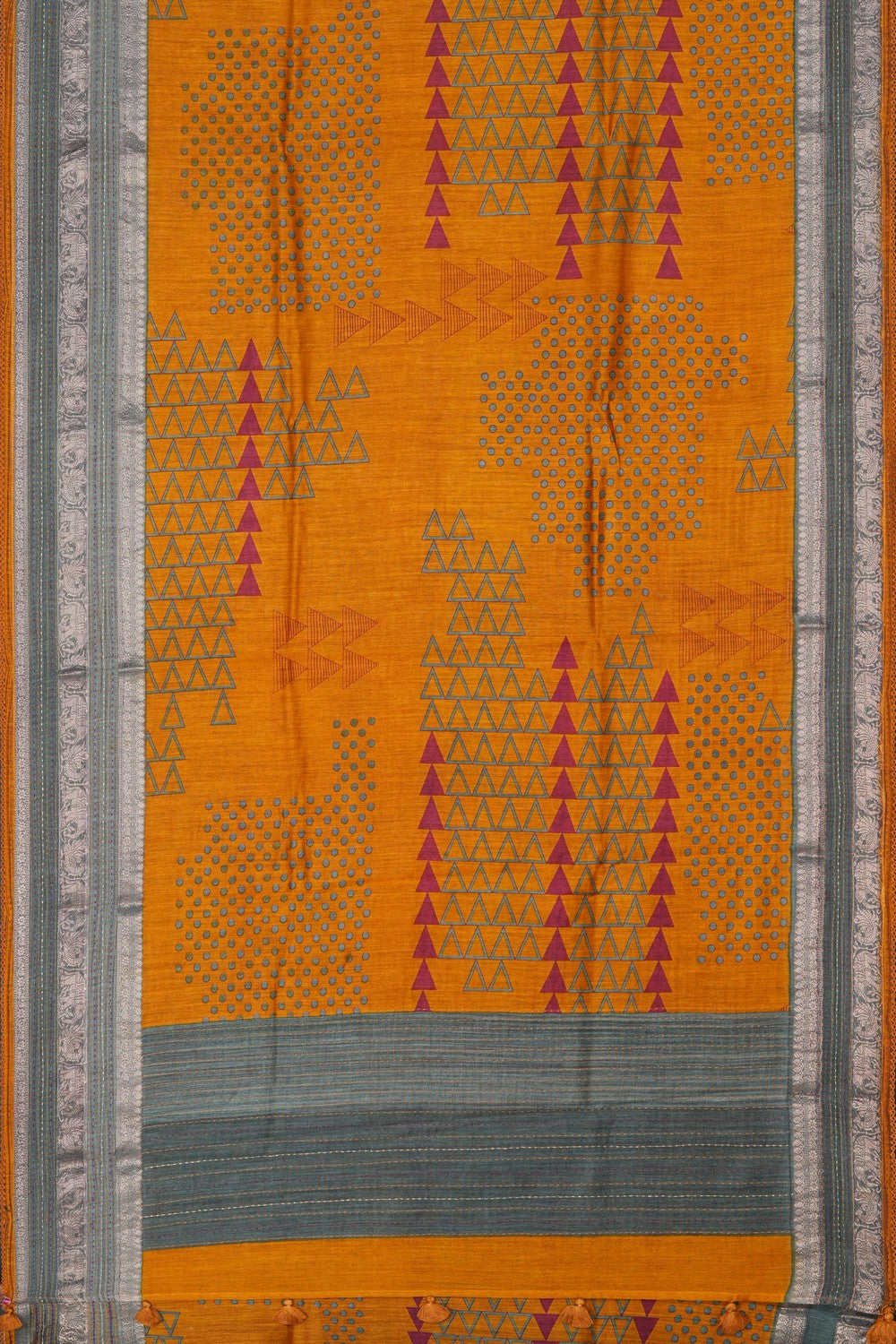 Image of Desi Tussar Silk Mustard Saree
