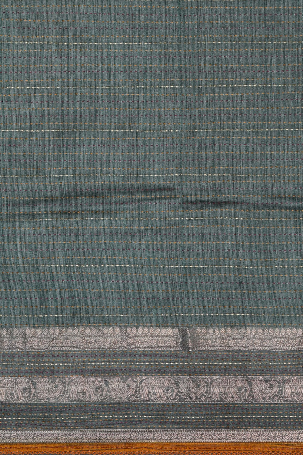 Image of Desi Tussar Silk Mustard Saree