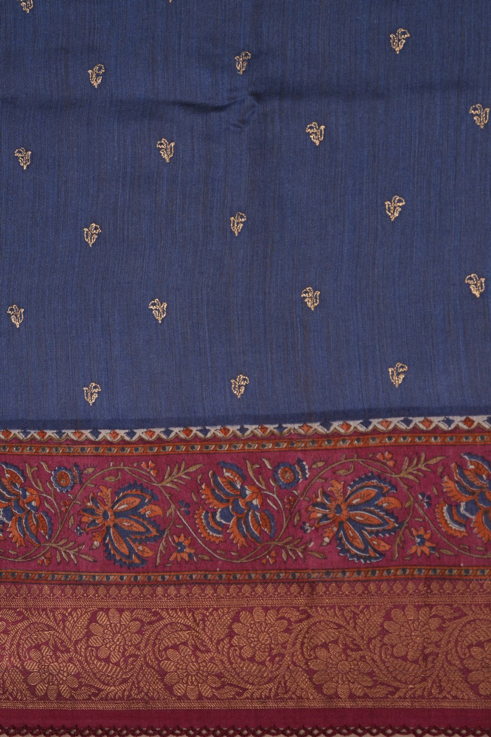 Image of Desi Tussar Silk Smoky Blue Saree