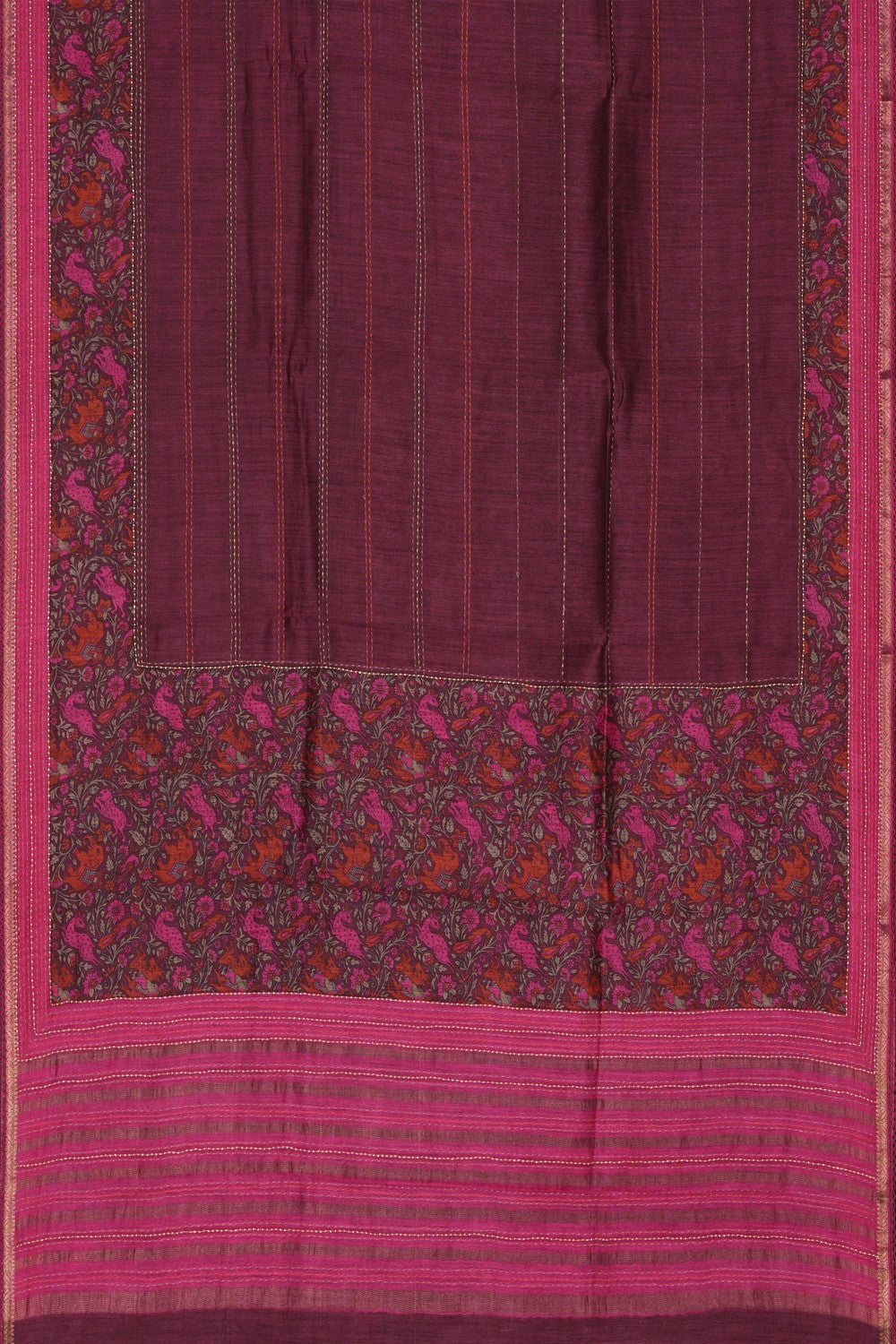Image of Tussar Silk Maroon Saree
