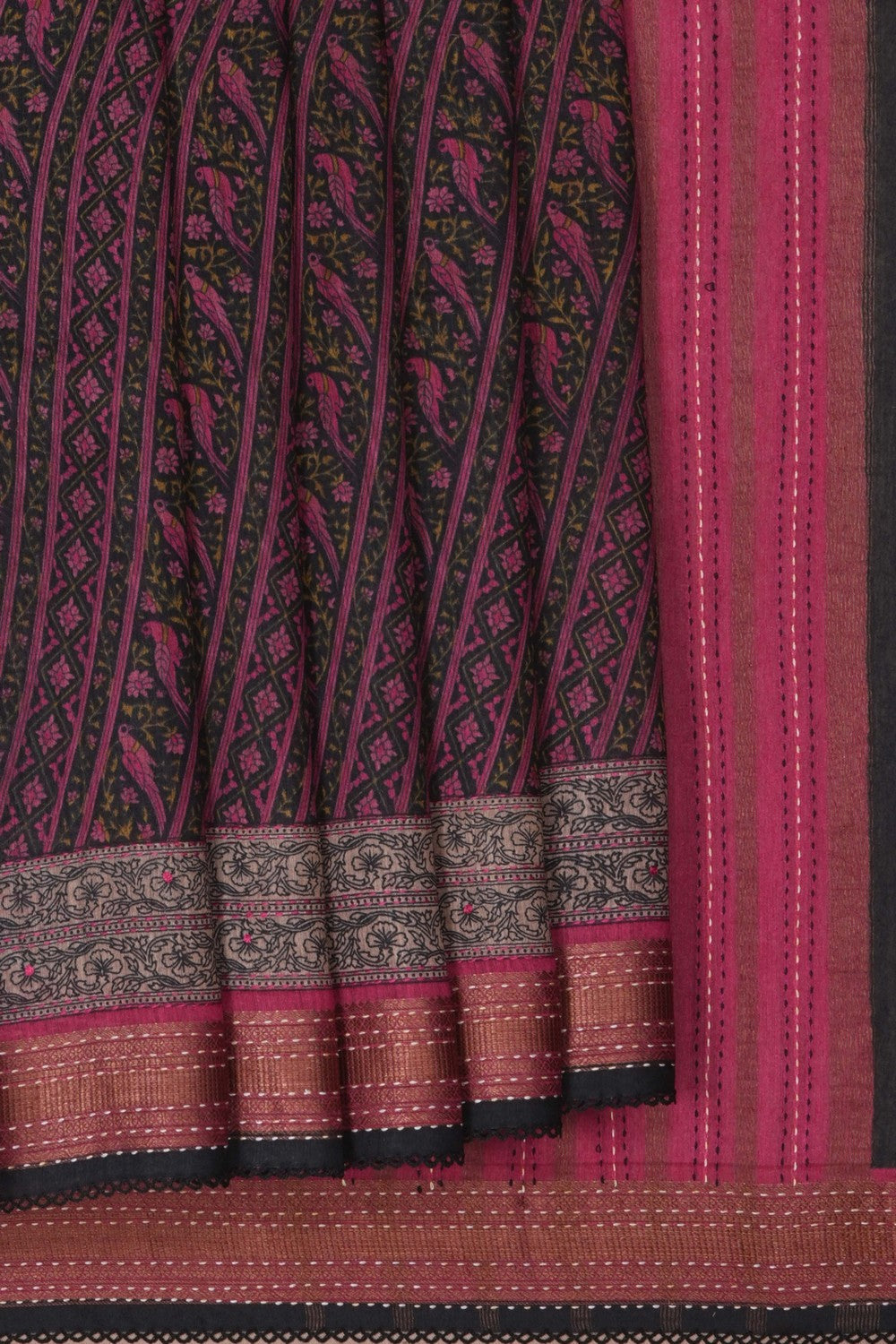 Image of Desi Tussar Silk Black Saree