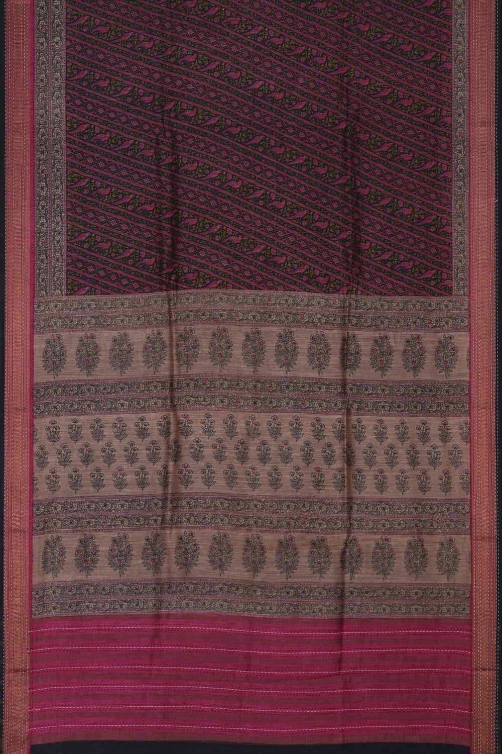 Image of Desi Tussar Silk Black Saree