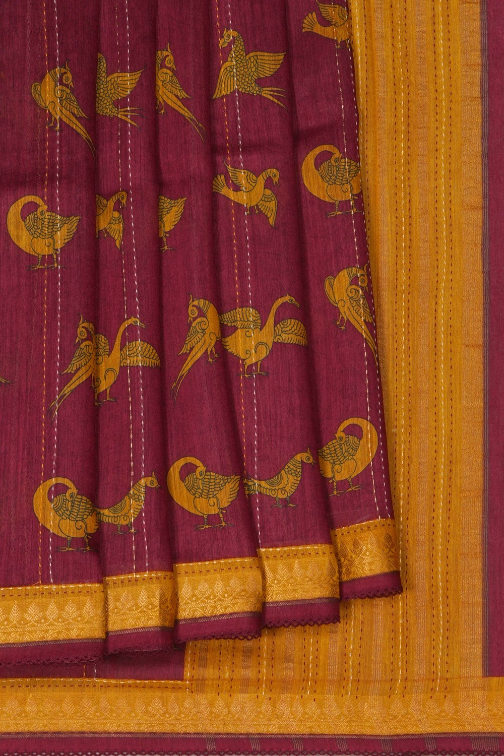 Image of Desi Tussar Silk Maroon Saree