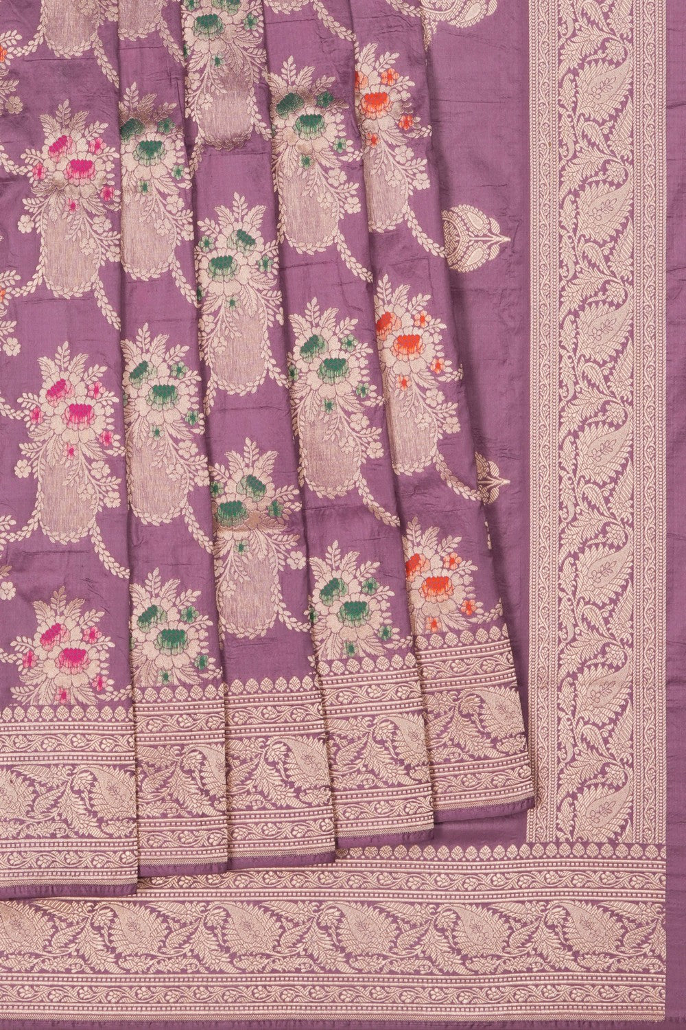 Image of Banarasi Silk Brocade Purple Saree