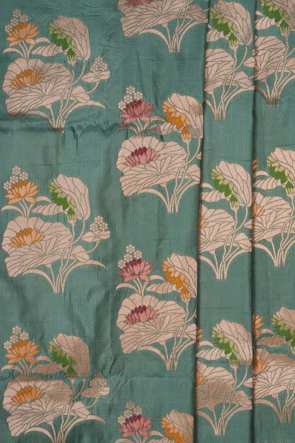 Image of Banarasi Silk Brocade Sage Green Saree