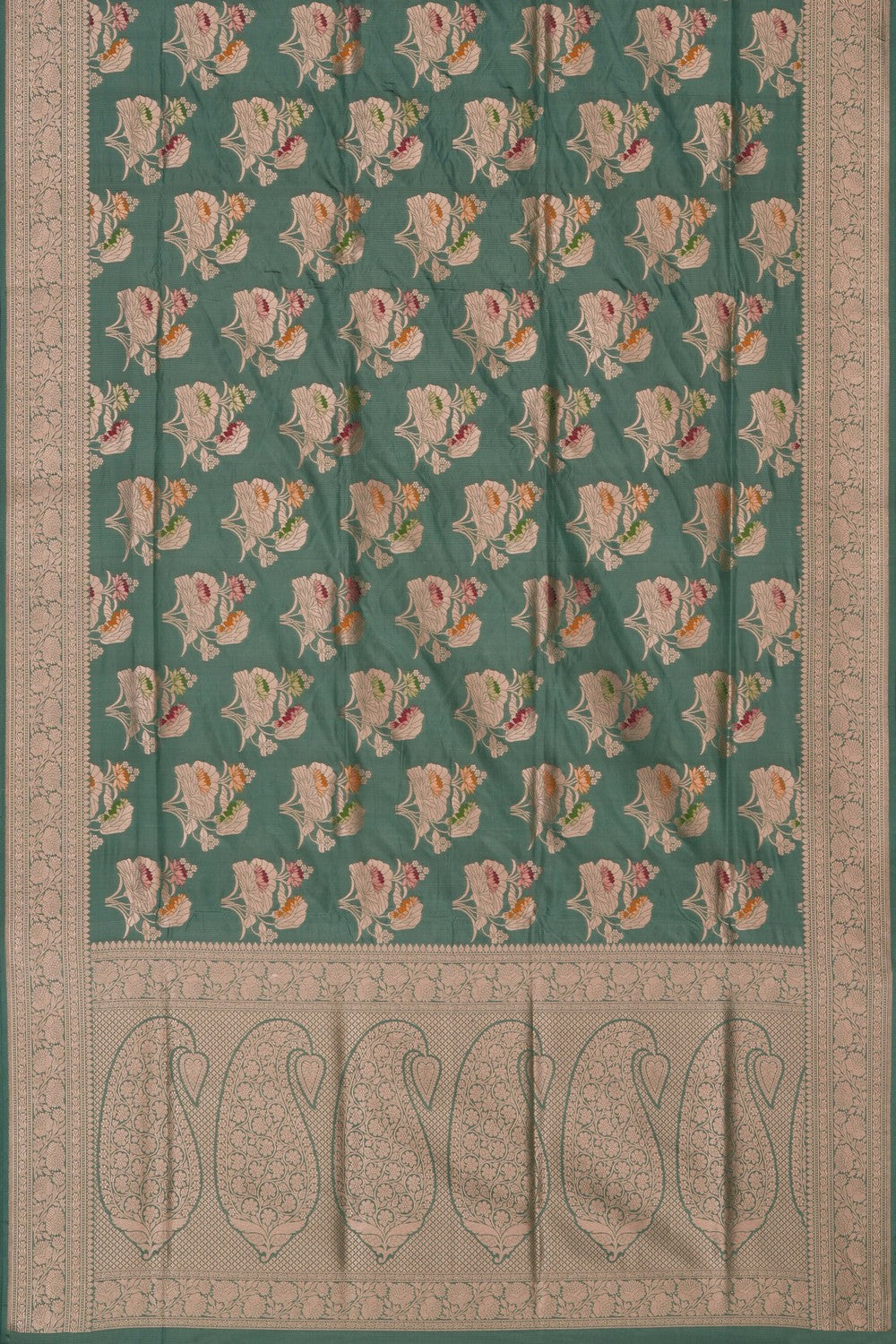 Image of Banarasi Silk Brocade Sage Green Saree