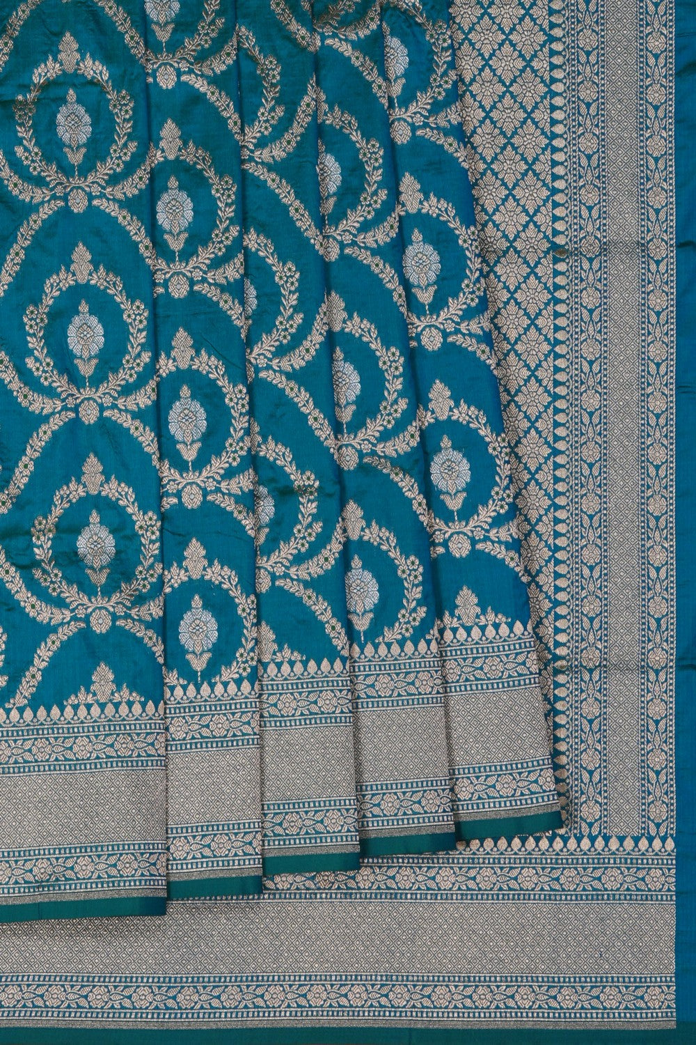 Image of Banarasi Silk Brocade Blue Saree