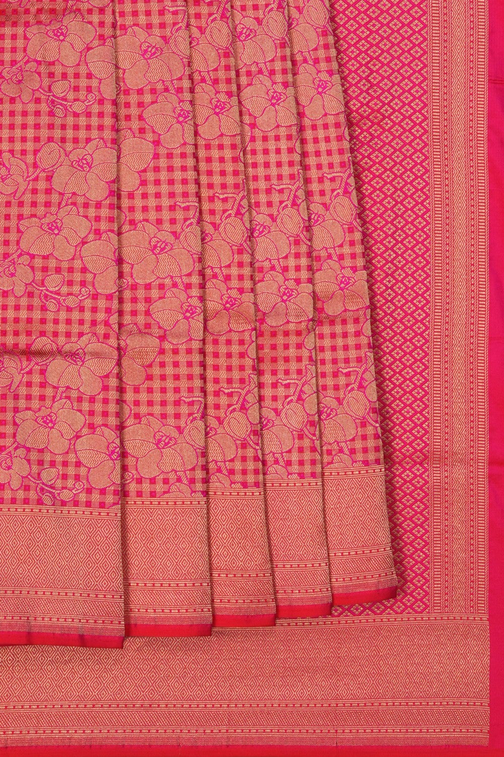 Image of Banarasi Silk Brocade Pink Saree