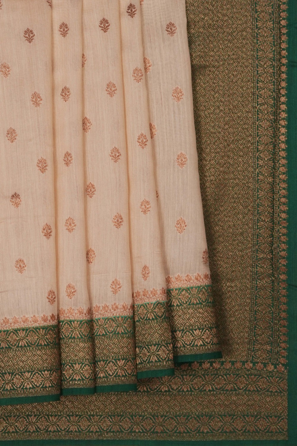 Image of Banarasi Tussar Silk Off-White Saree