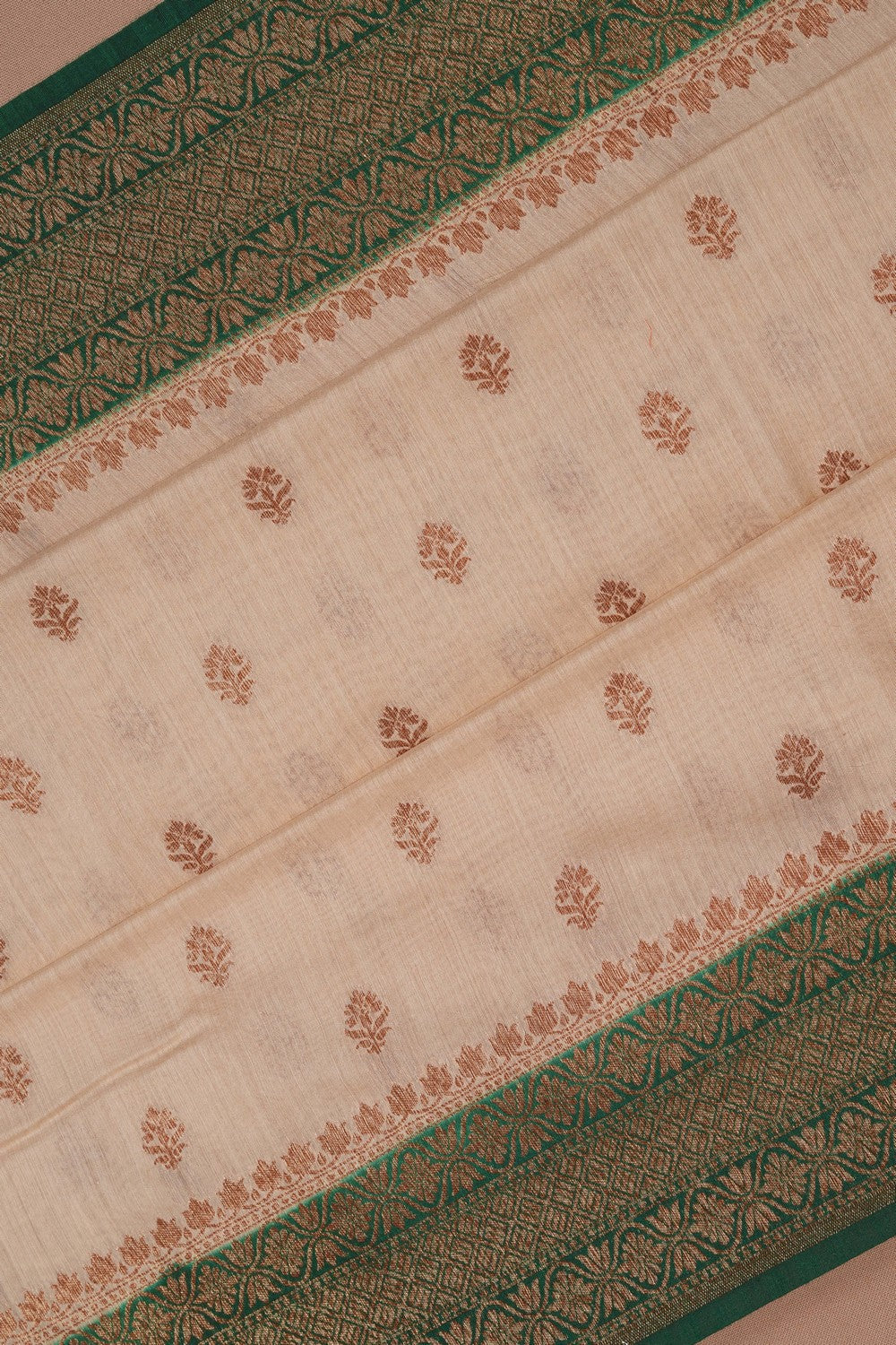 Image of Banarasi Tussar Silk Off-White Saree