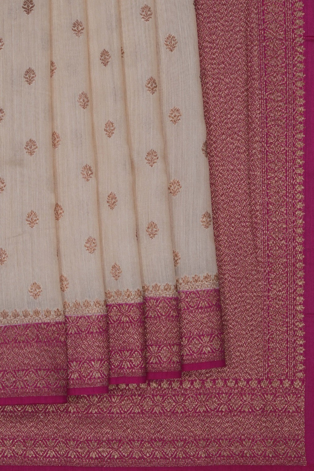 Image of Banarasi Tussar Silk Off-White Saree