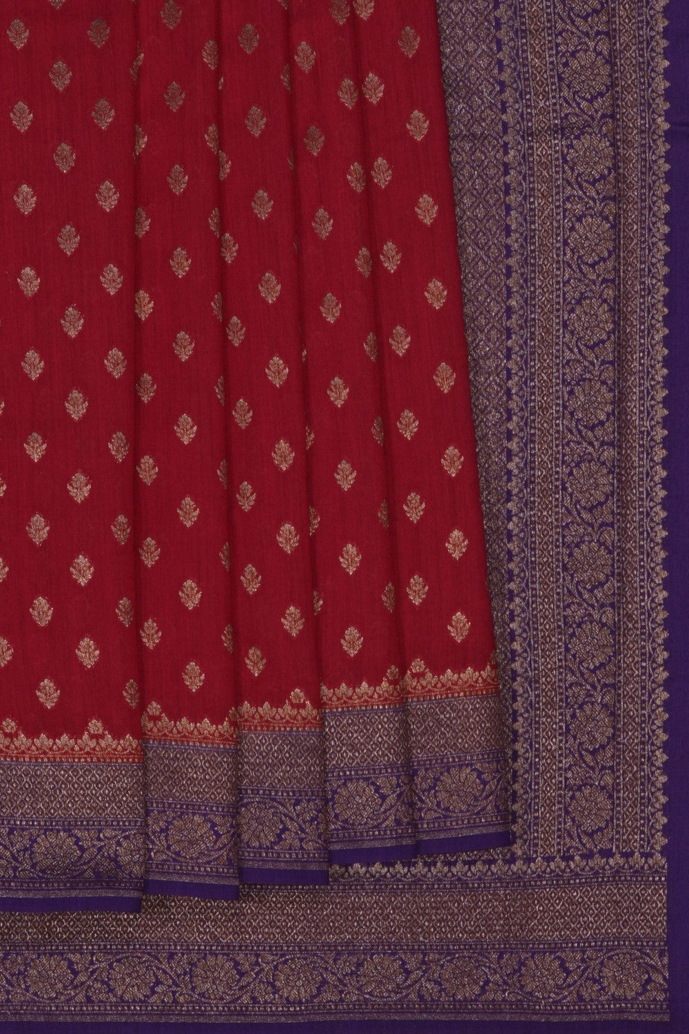 Image of Banarasi Tussar Silk Red Saree