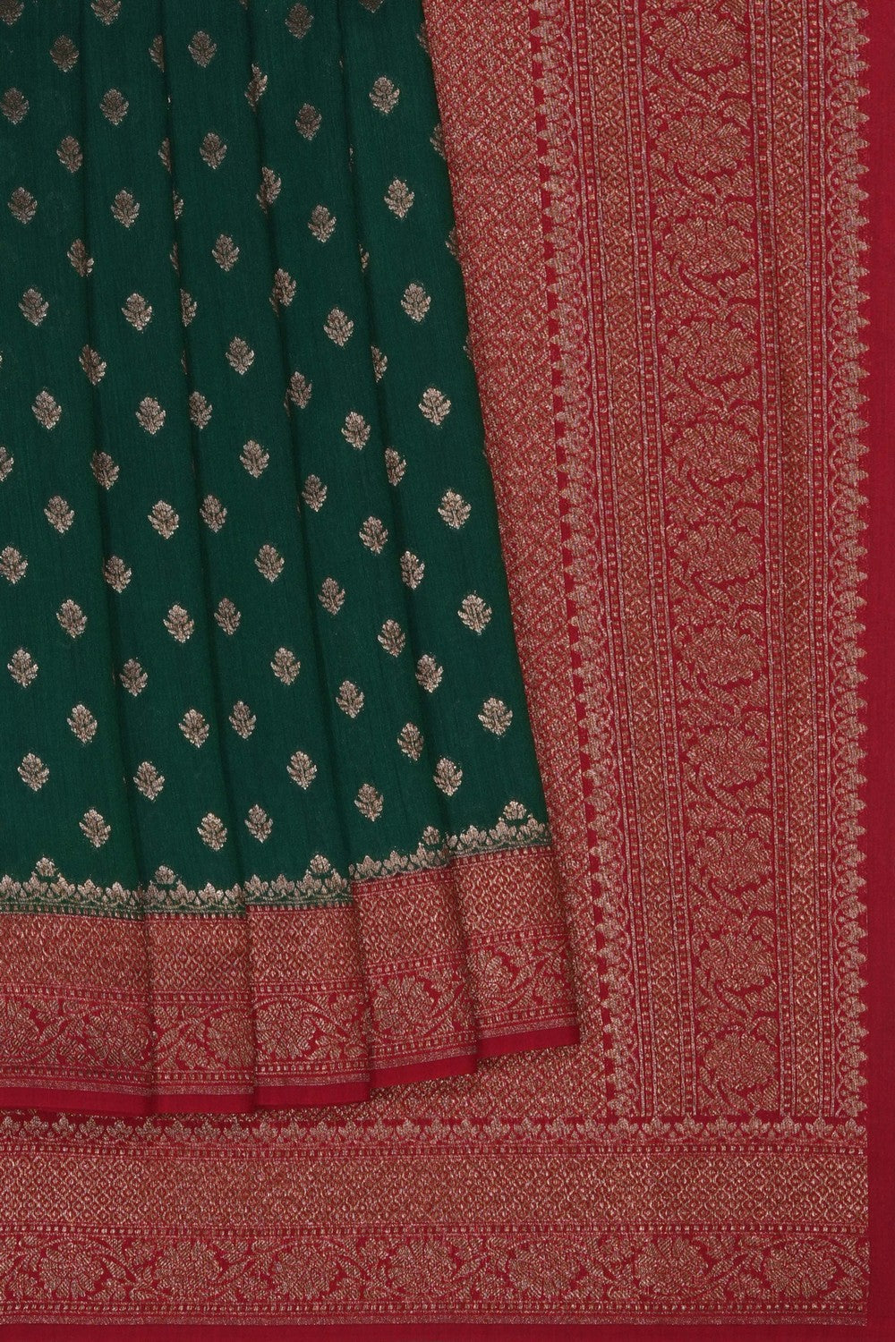 Image of Banarasi Tussar Silk Green Saree