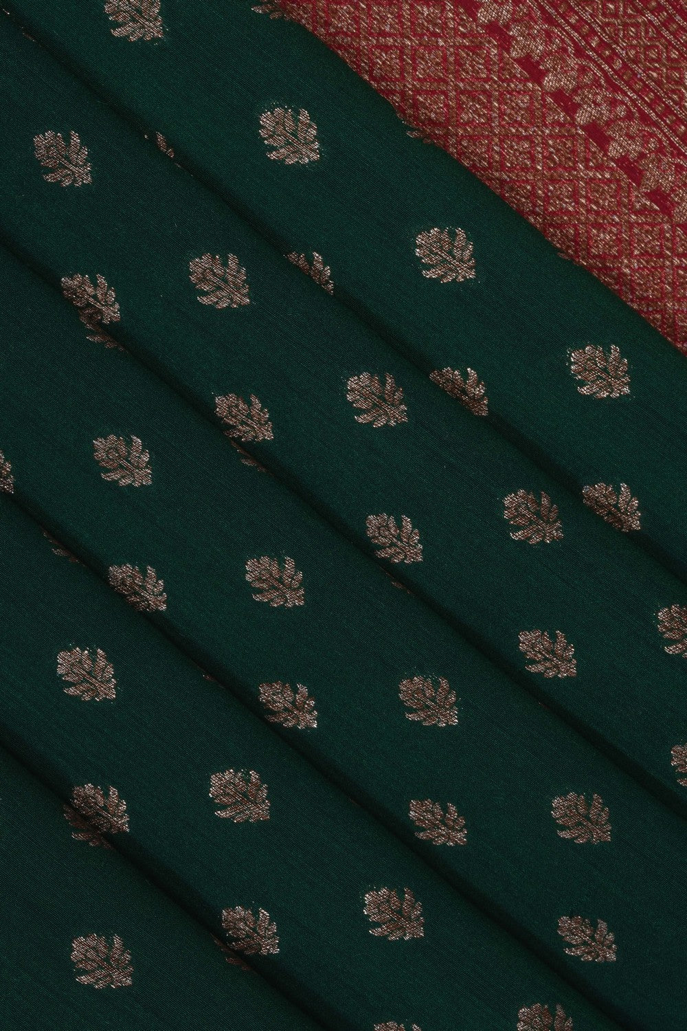 Image of Banarasi Tussar Silk Green Saree