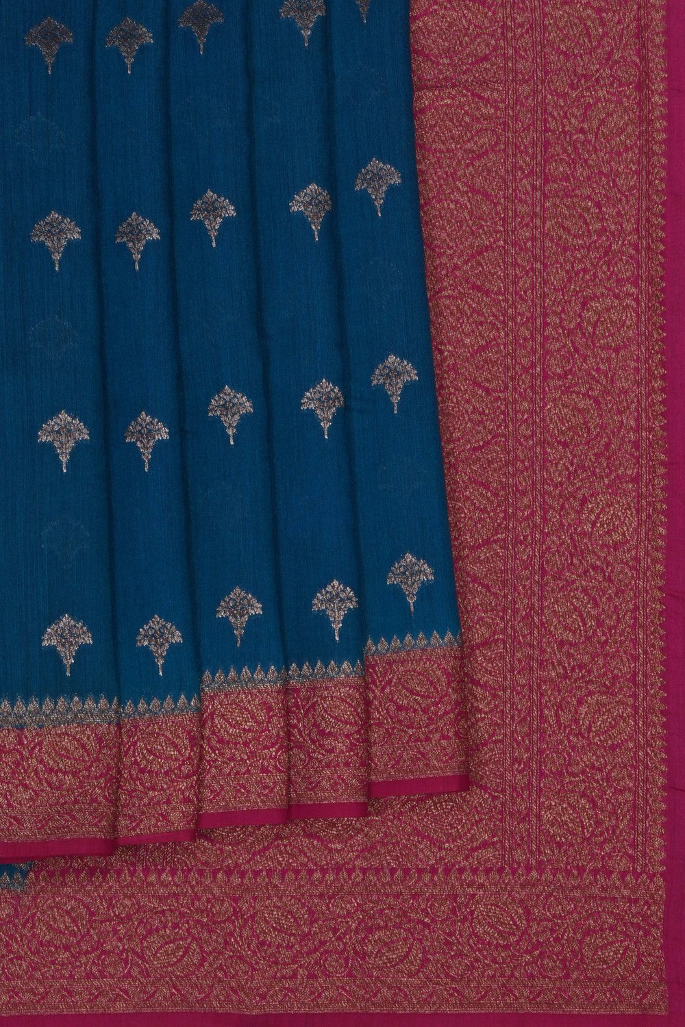 Image of Banarasi Tussar Silk Blue Saree