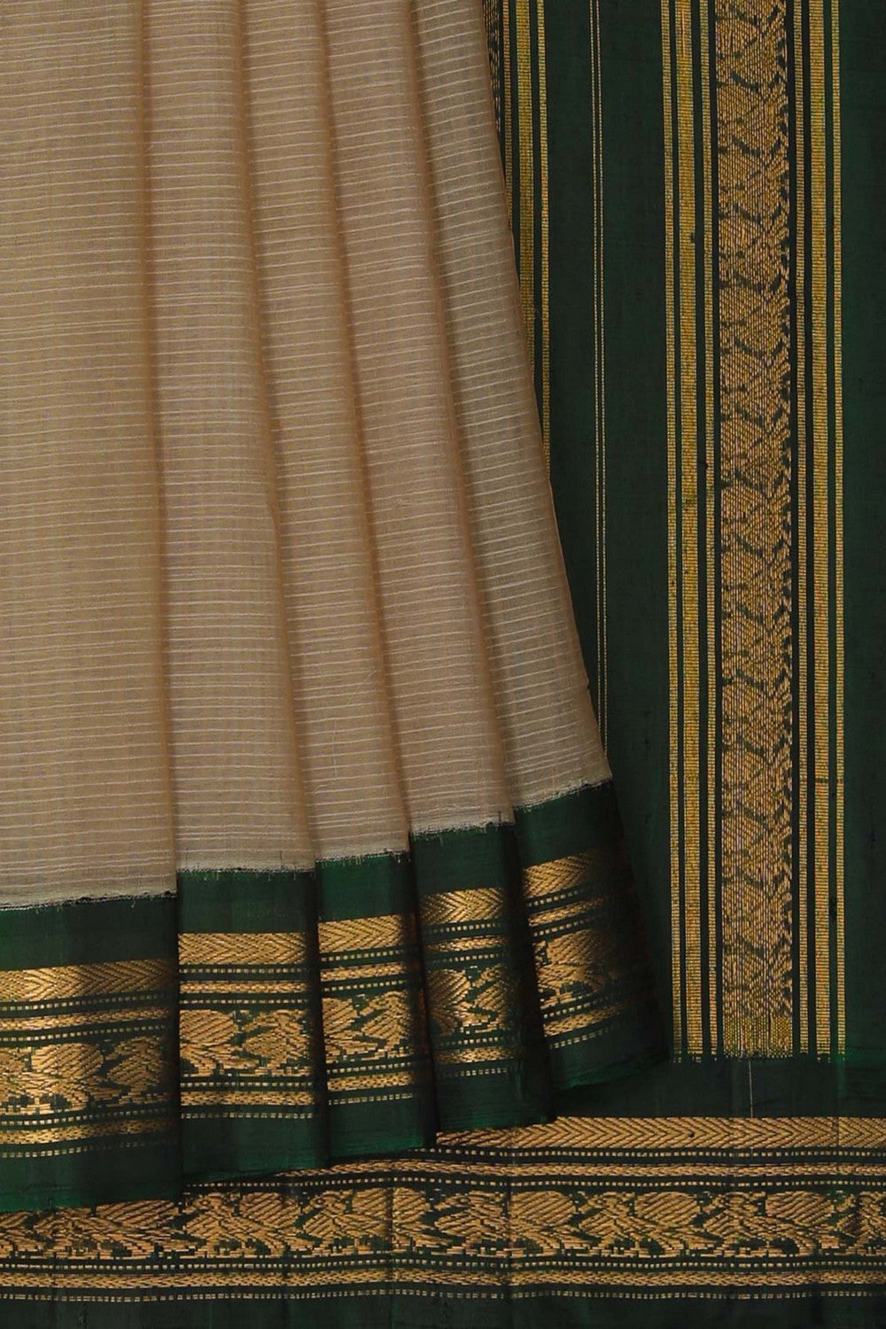 Image of Gadwal Cotton Beige Saree