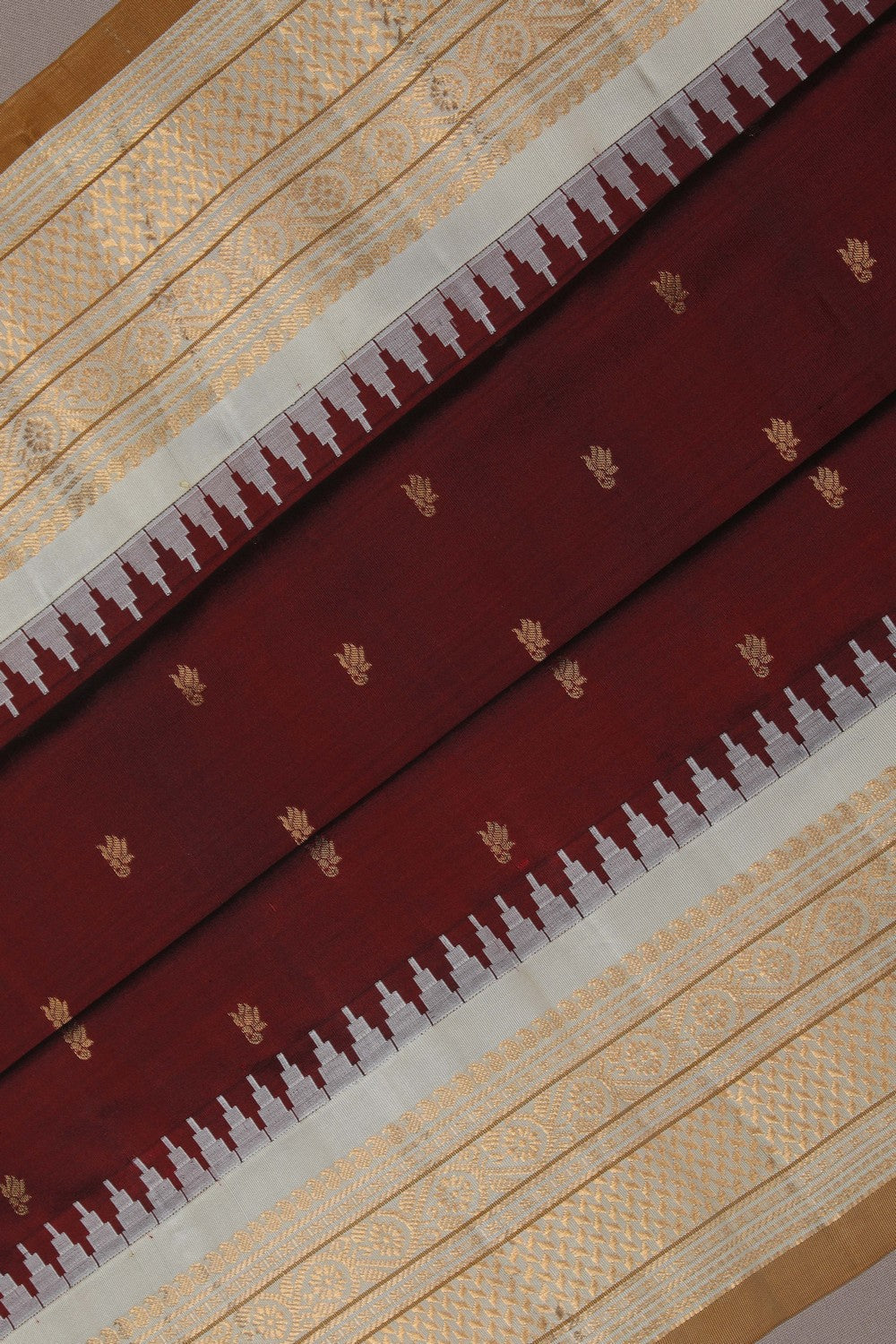 Image of Gadwal Silk Maroon Saree
