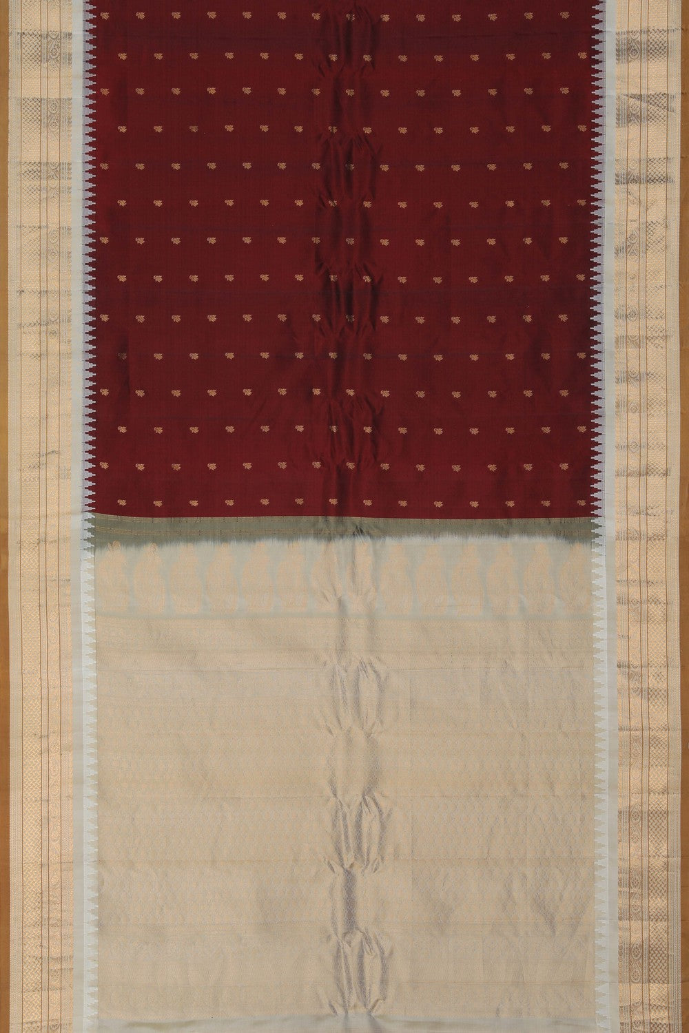 Image of Gadwal Silk Maroon Saree