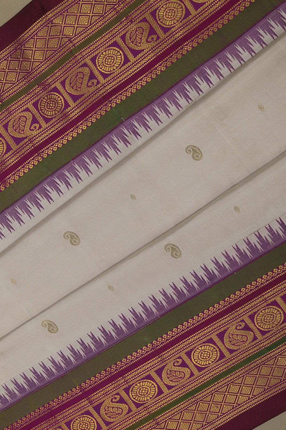Image of Gadwal Silk Off-White Saree