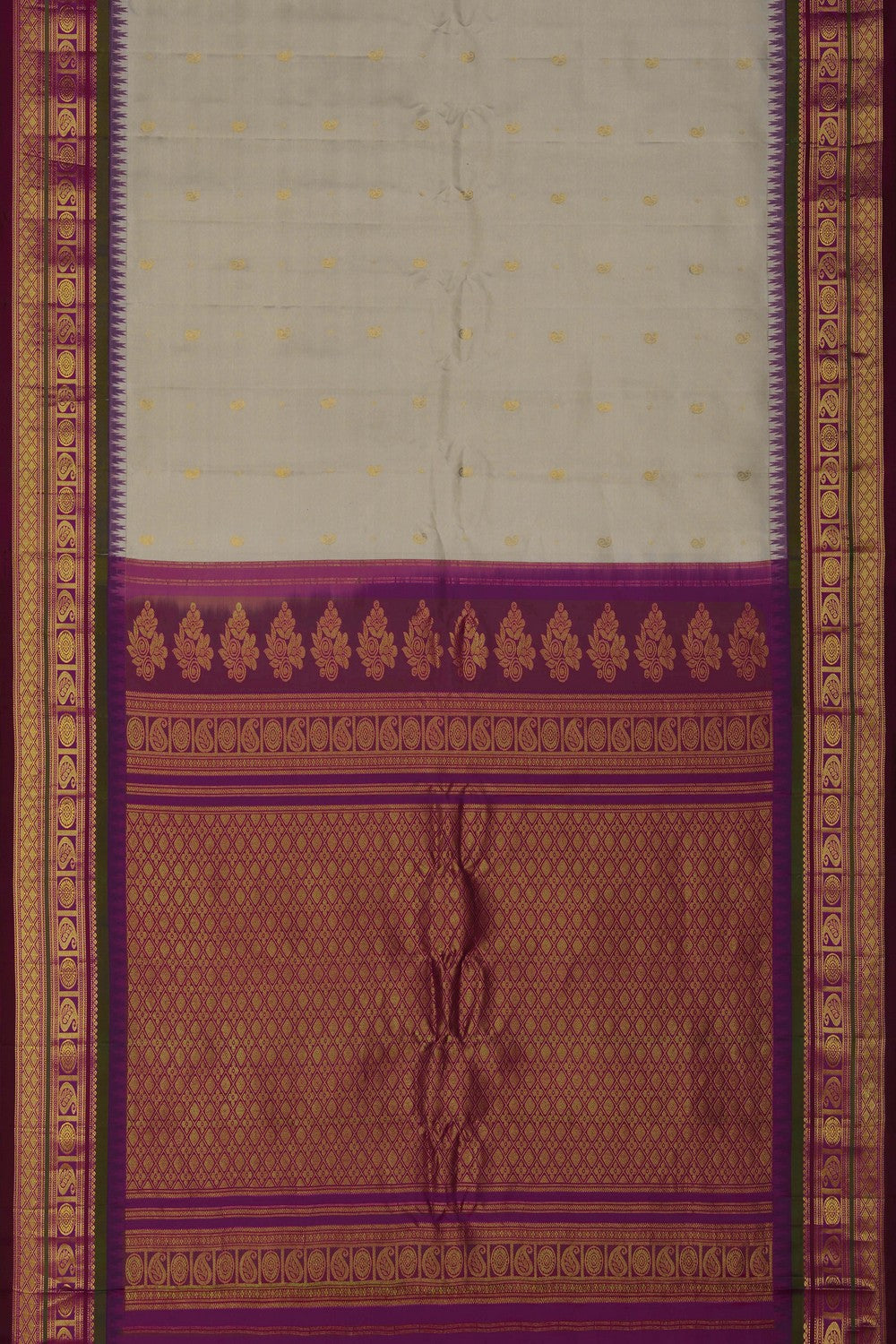Image of Gadwal Silk Off-White Saree
