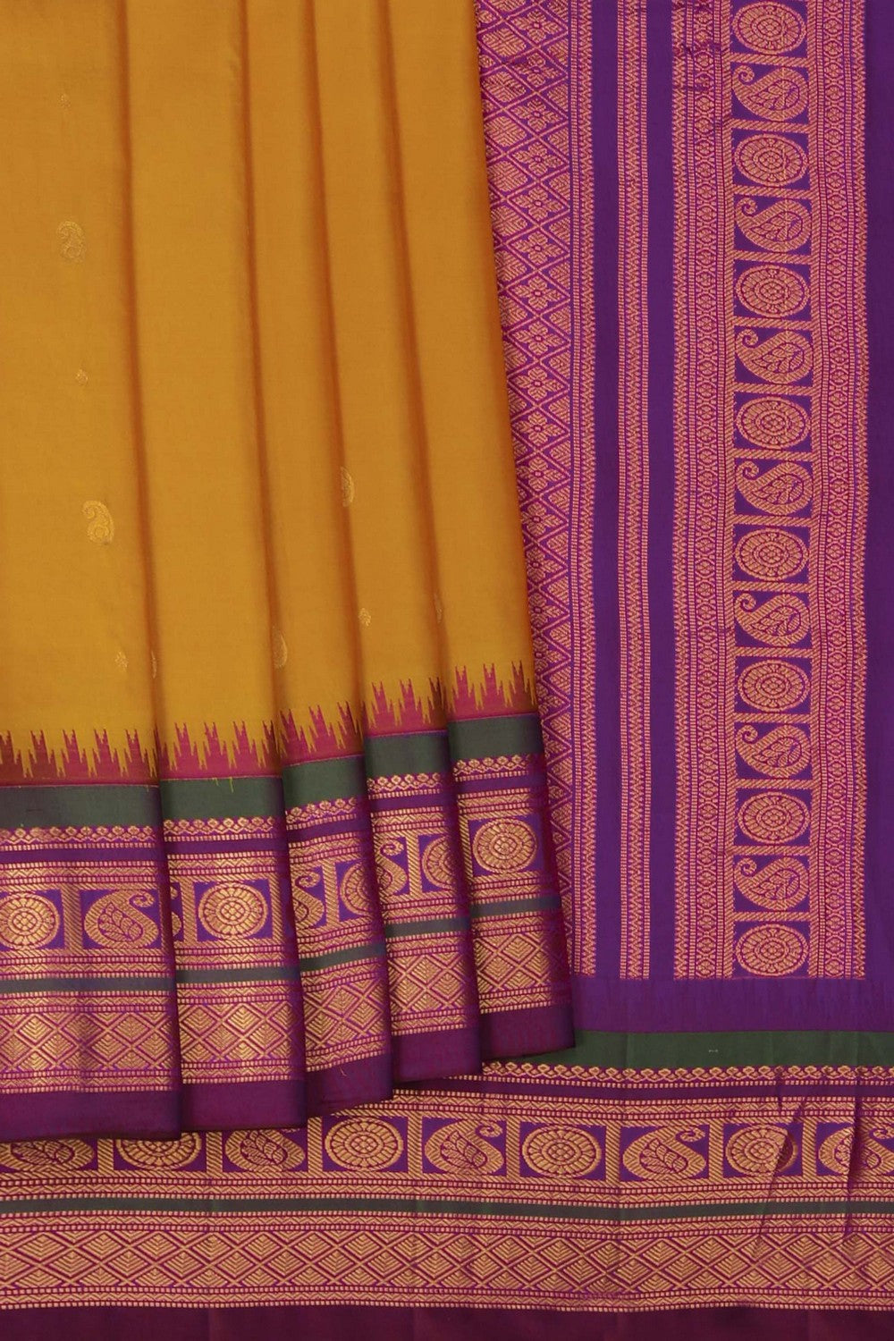 Image of Gadwal Silk Mustard Saree