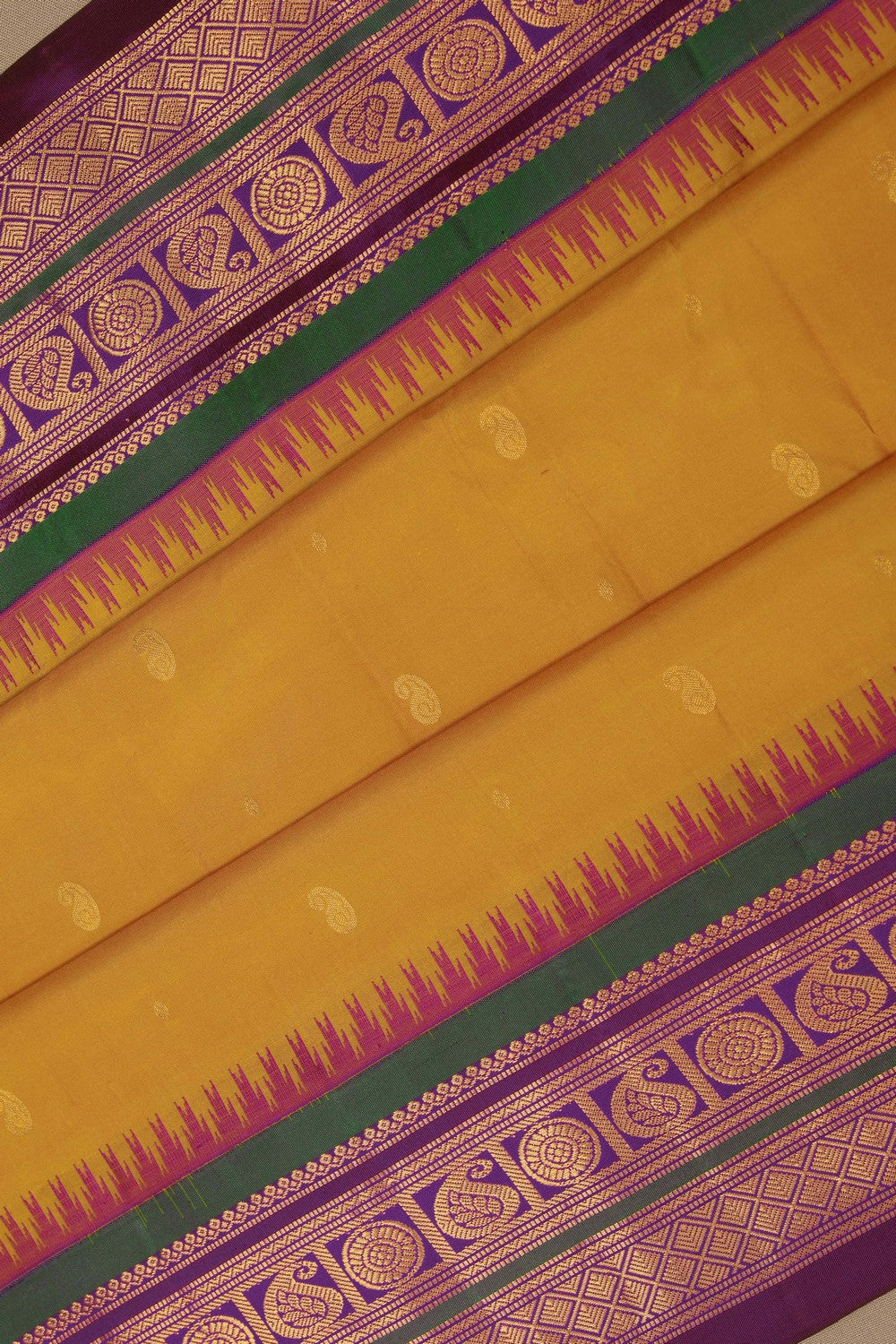 Image of Gadwal Silk Mustard Saree