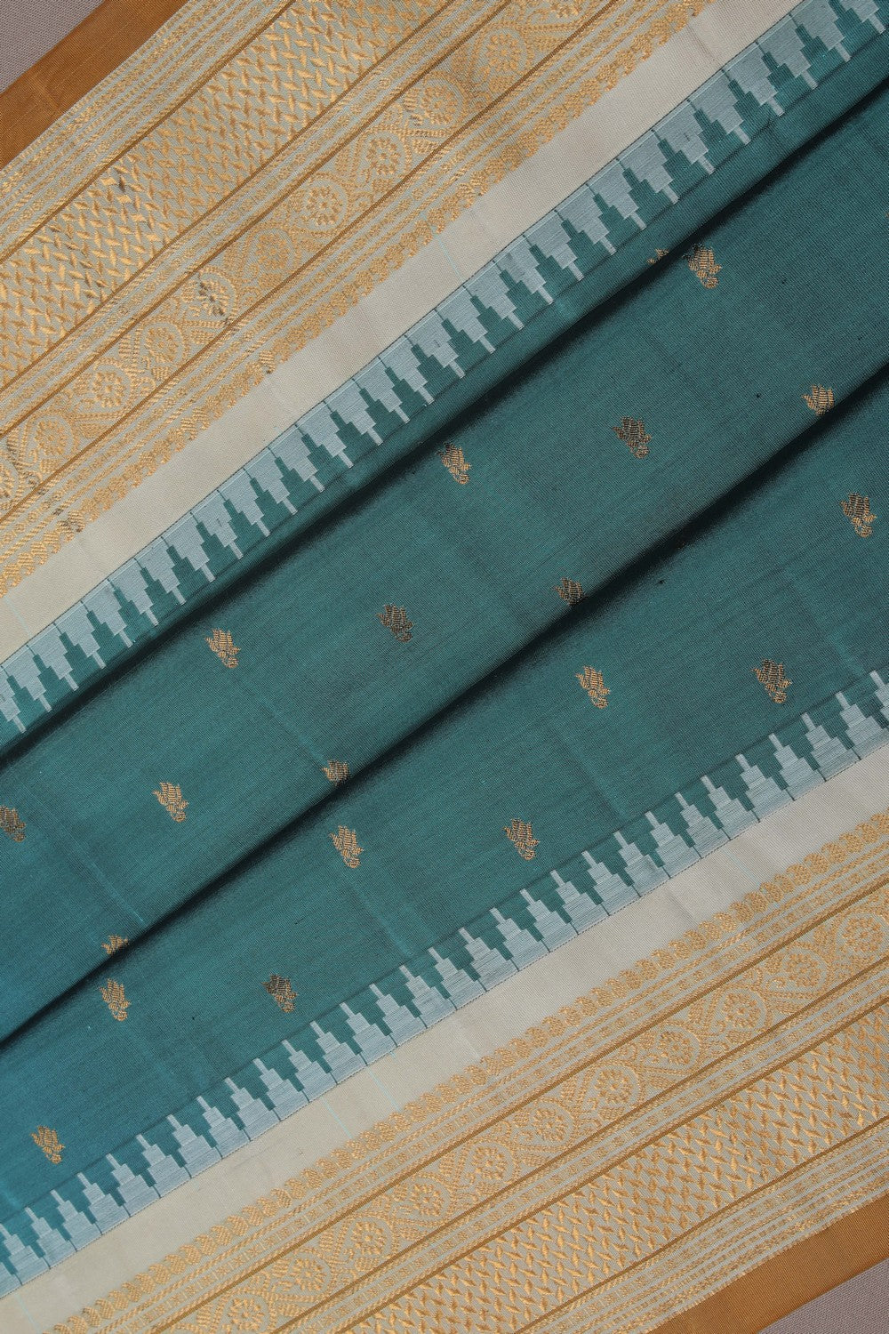 Image of Gadwal Silk Teal Blue Saree