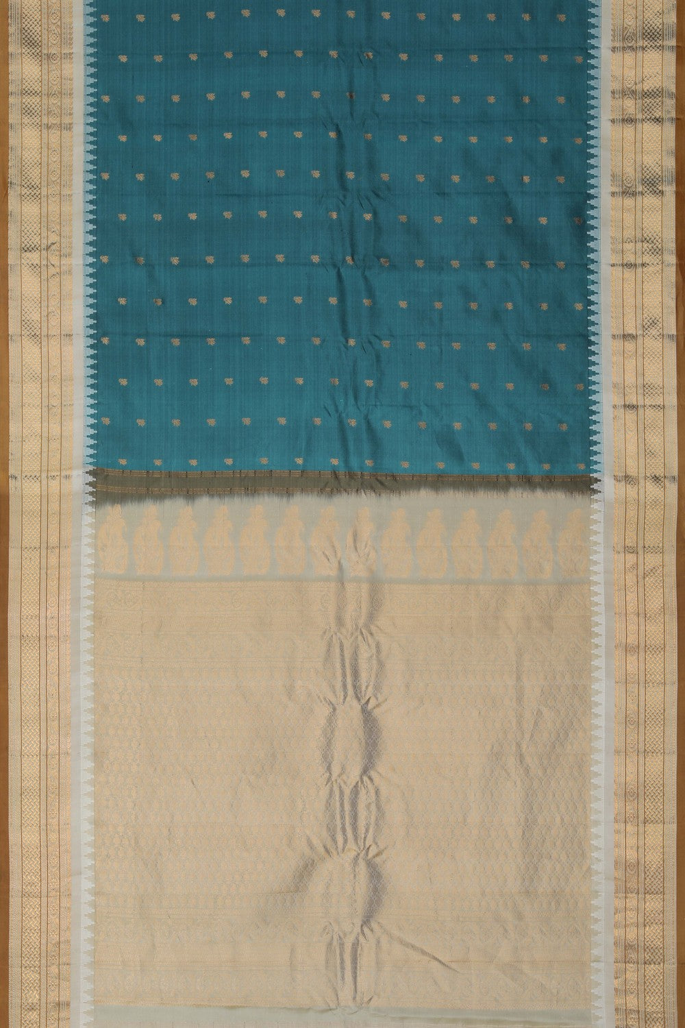 Image of Gadwal Silk Teal Blue Saree