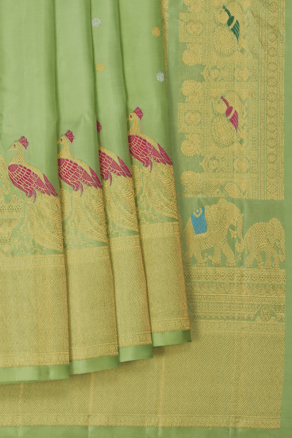Image of Gadwal Silk Mint-Green Saree