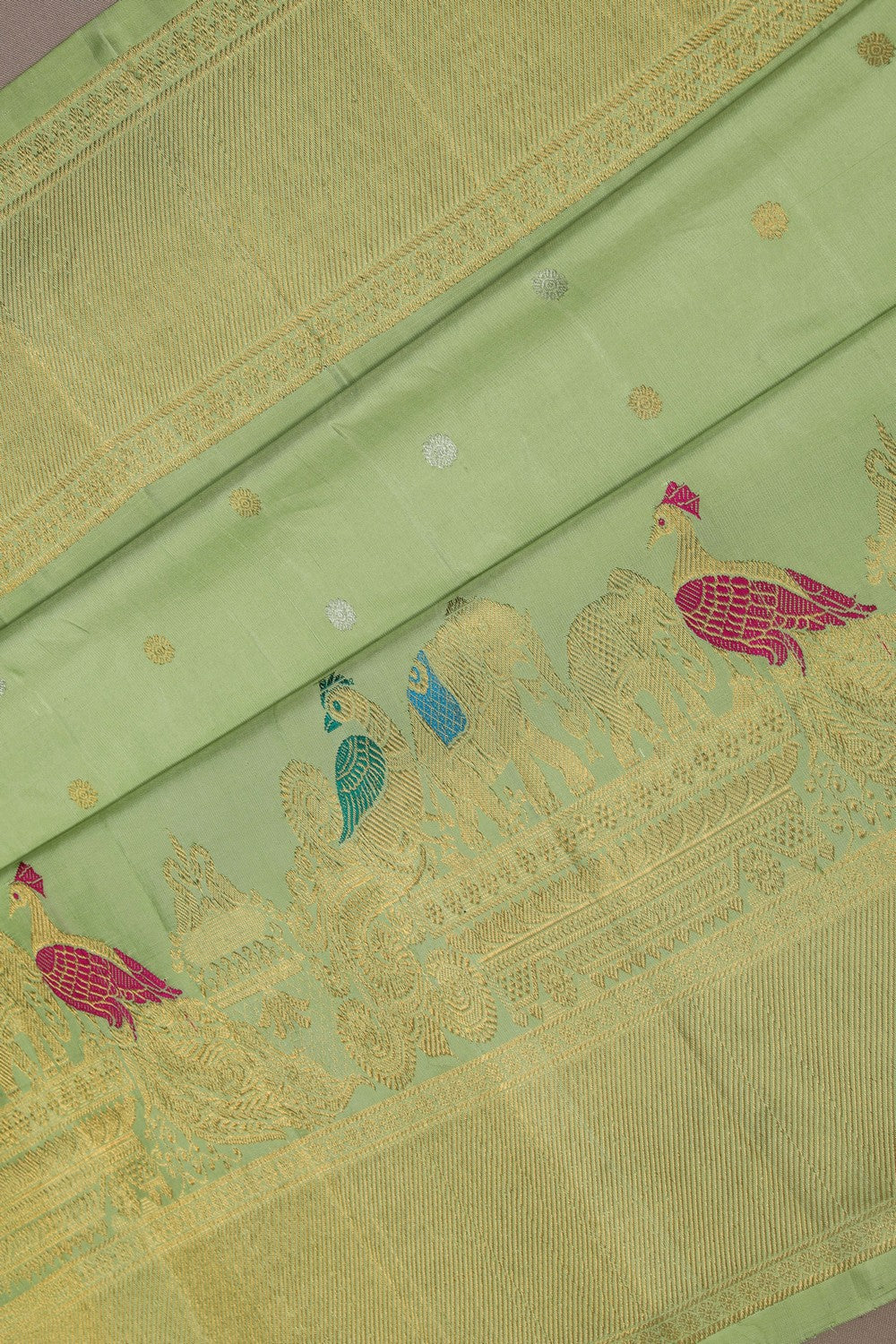Image of Gadwal Silk Mint-Green Saree