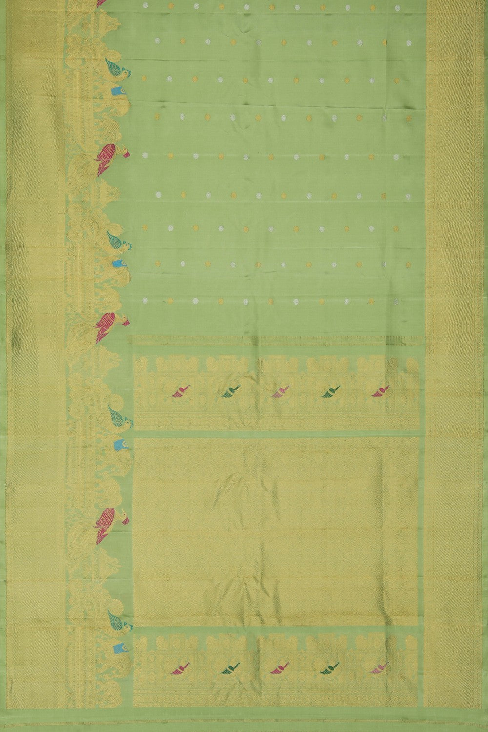 Image of Gadwal Silk Mint-Green Saree
