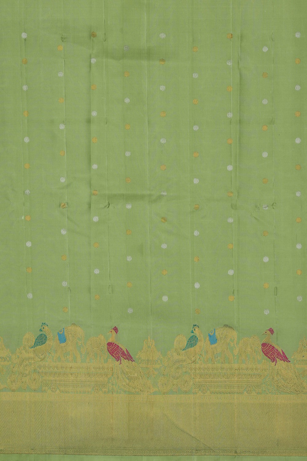 Image of Gadwal Silk Mint-Green Saree