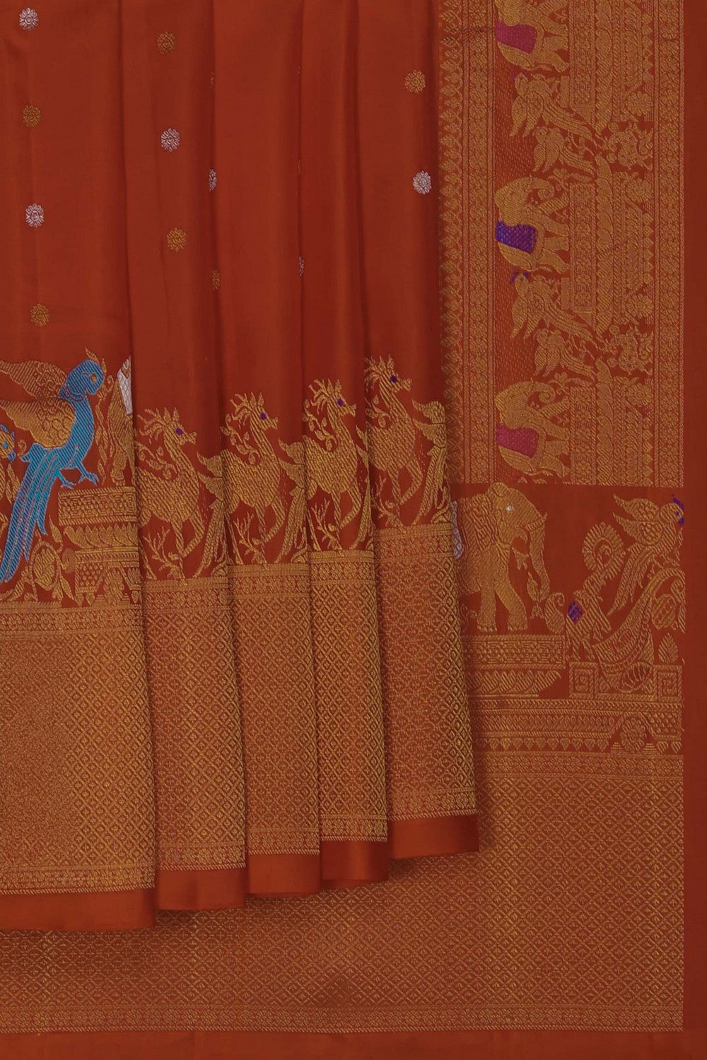Image of Gadwal Silk Orange Saree