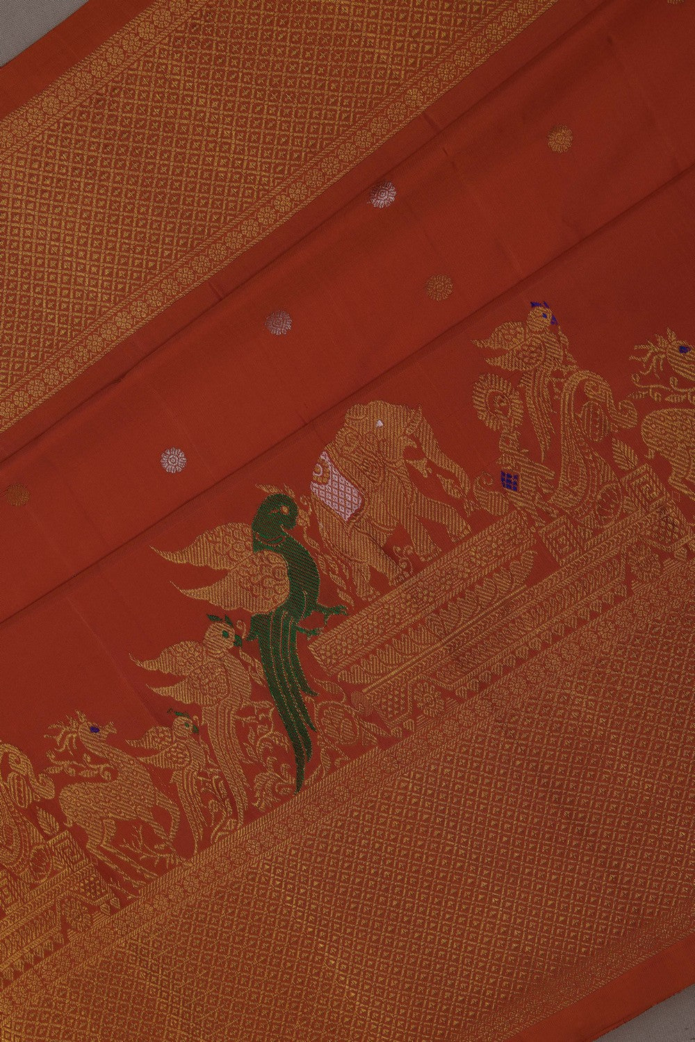 Image of Gadwal Silk Orange Saree
