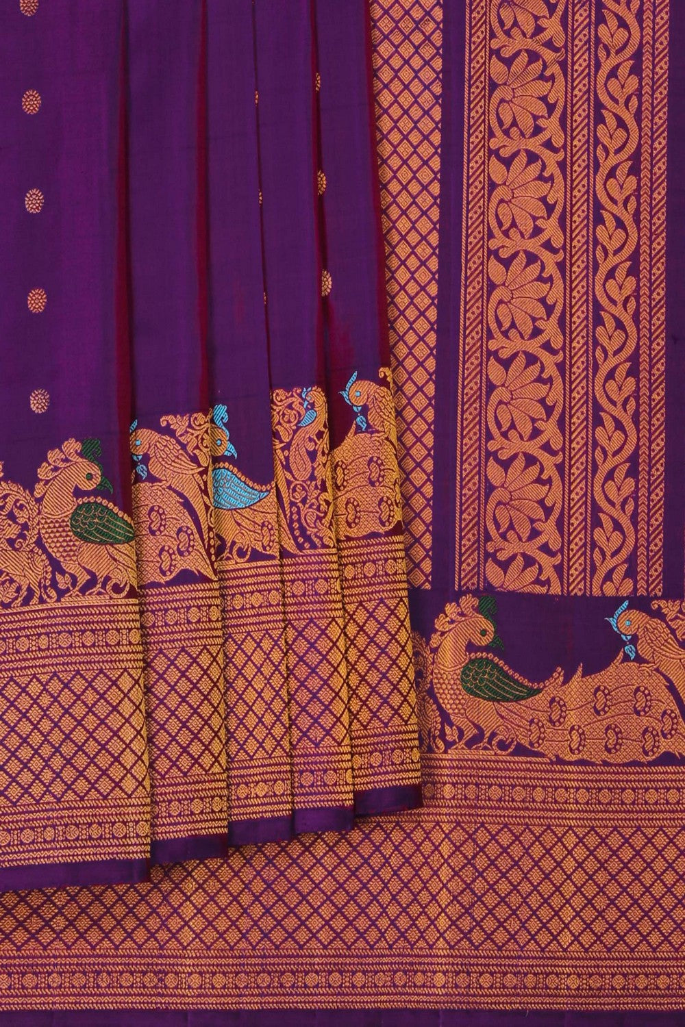Image of Gadwal Silk Purple Saree