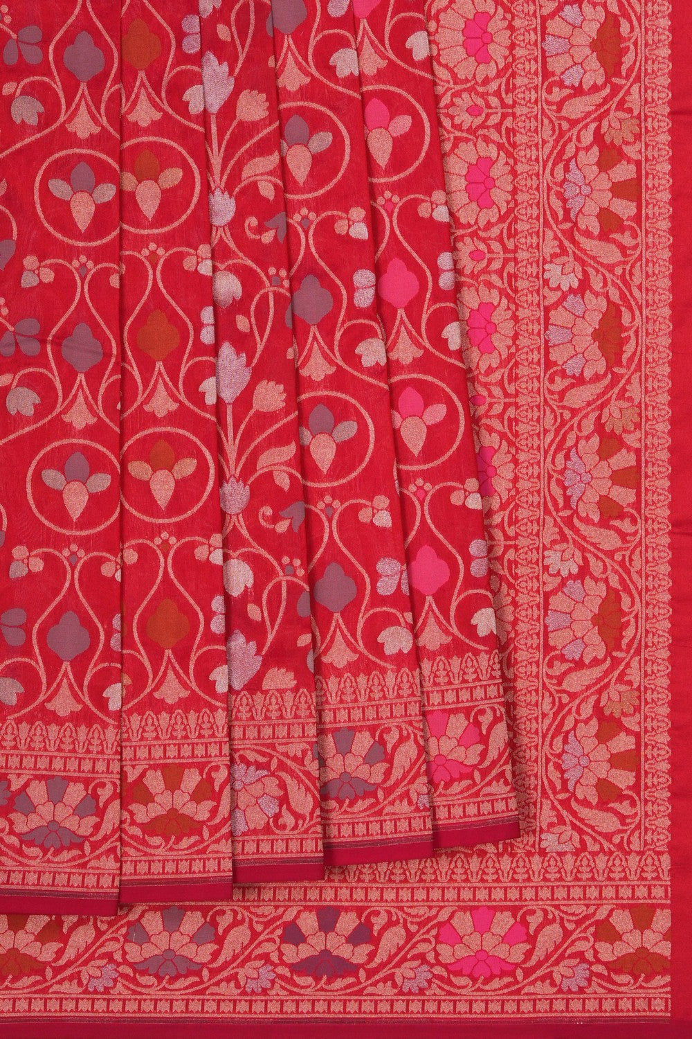 Image of Banarasi Silk Red Saree