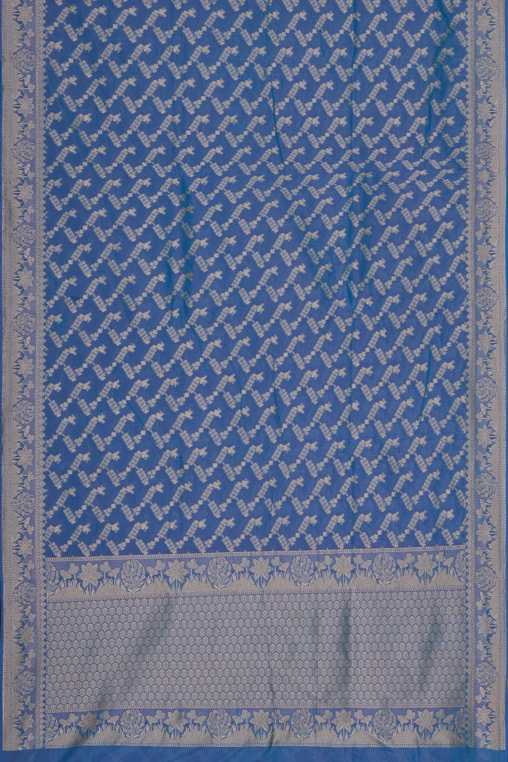 Image of Banarasi Silk Smoky-Blue Saree