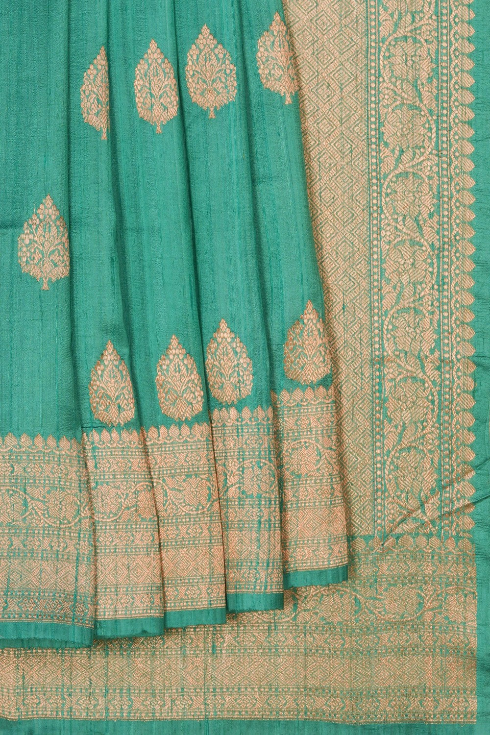 Image of Banarasi Dupion Silk Aqua Green Saree